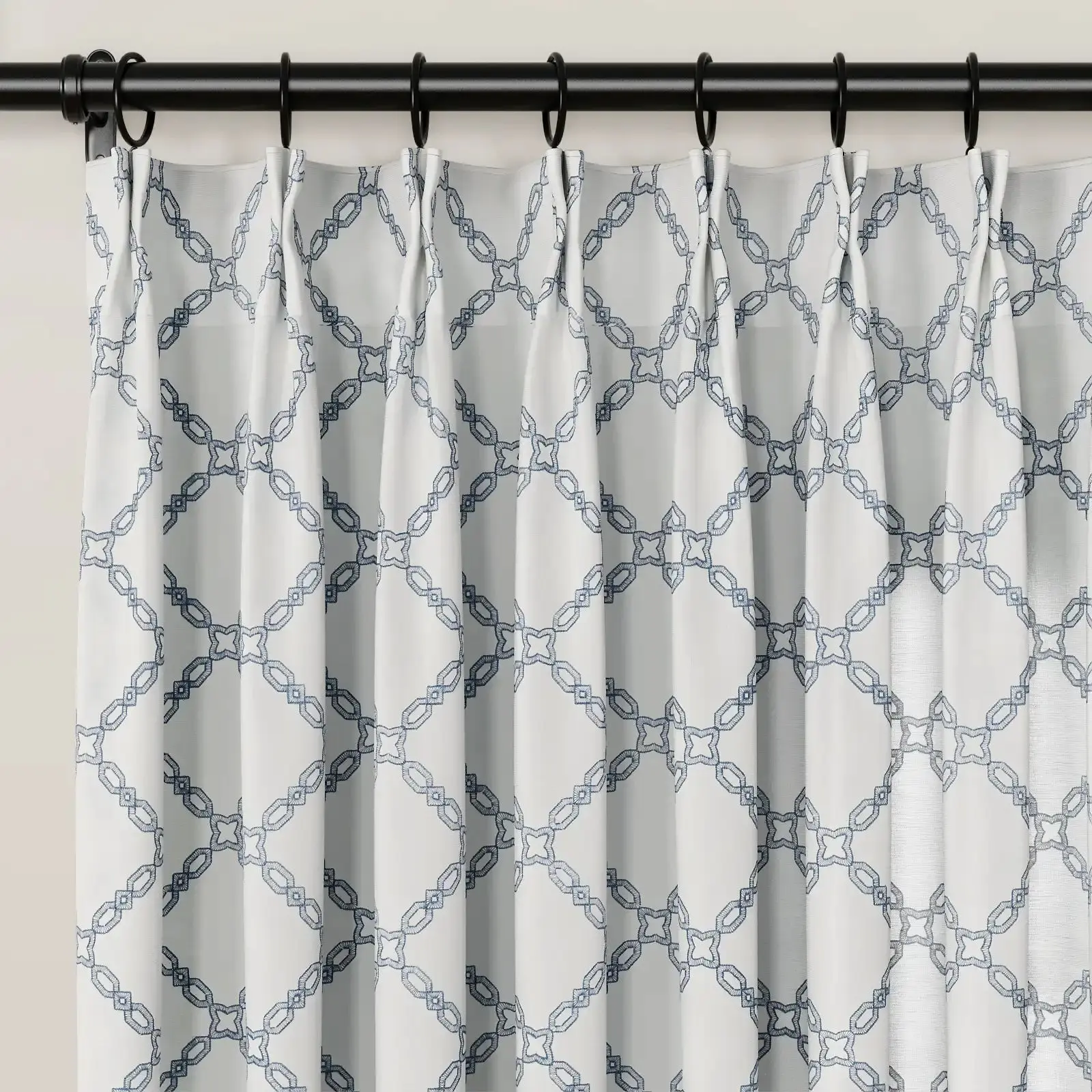 Linnea Linen Cotton Embroidered Curtain Pleated - Image 45