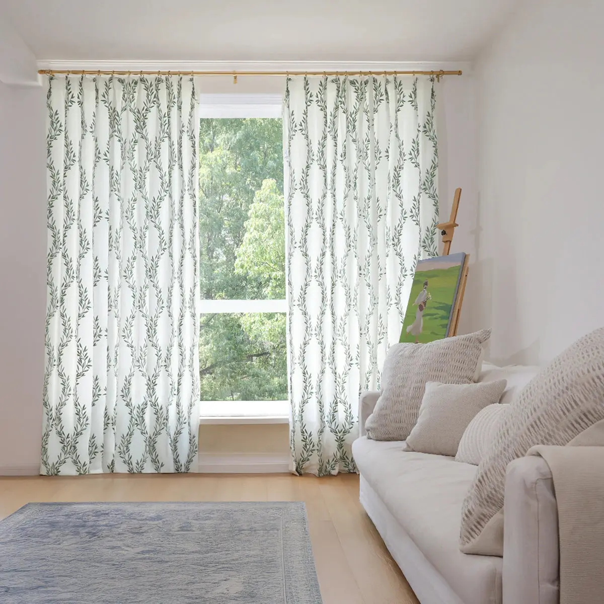 Linnea Linen Cotton Embroidered Curtain Pleated - Image 6