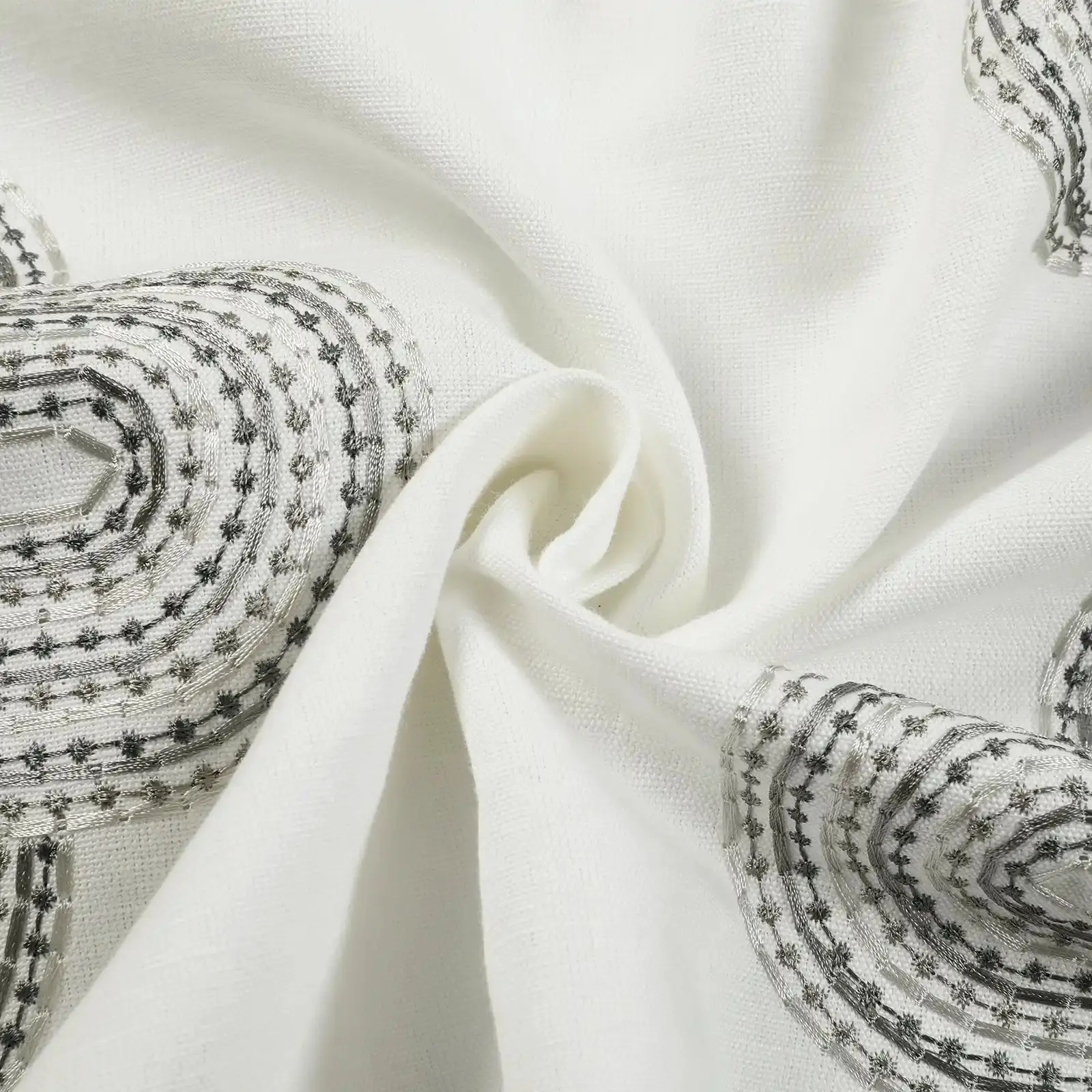 Linnea Linen Cotton Embroidered Curtain Pleated - Image 60