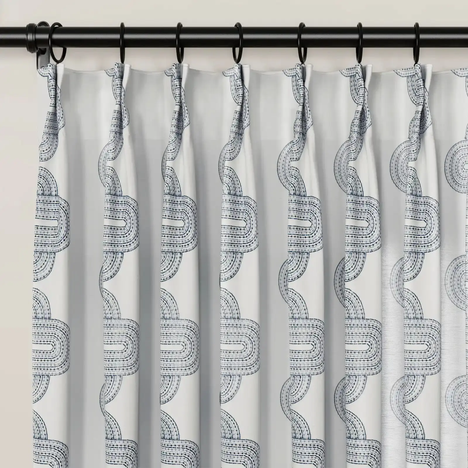 Linnea Linen Cotton Embroidered Curtain Pleated - Image 61