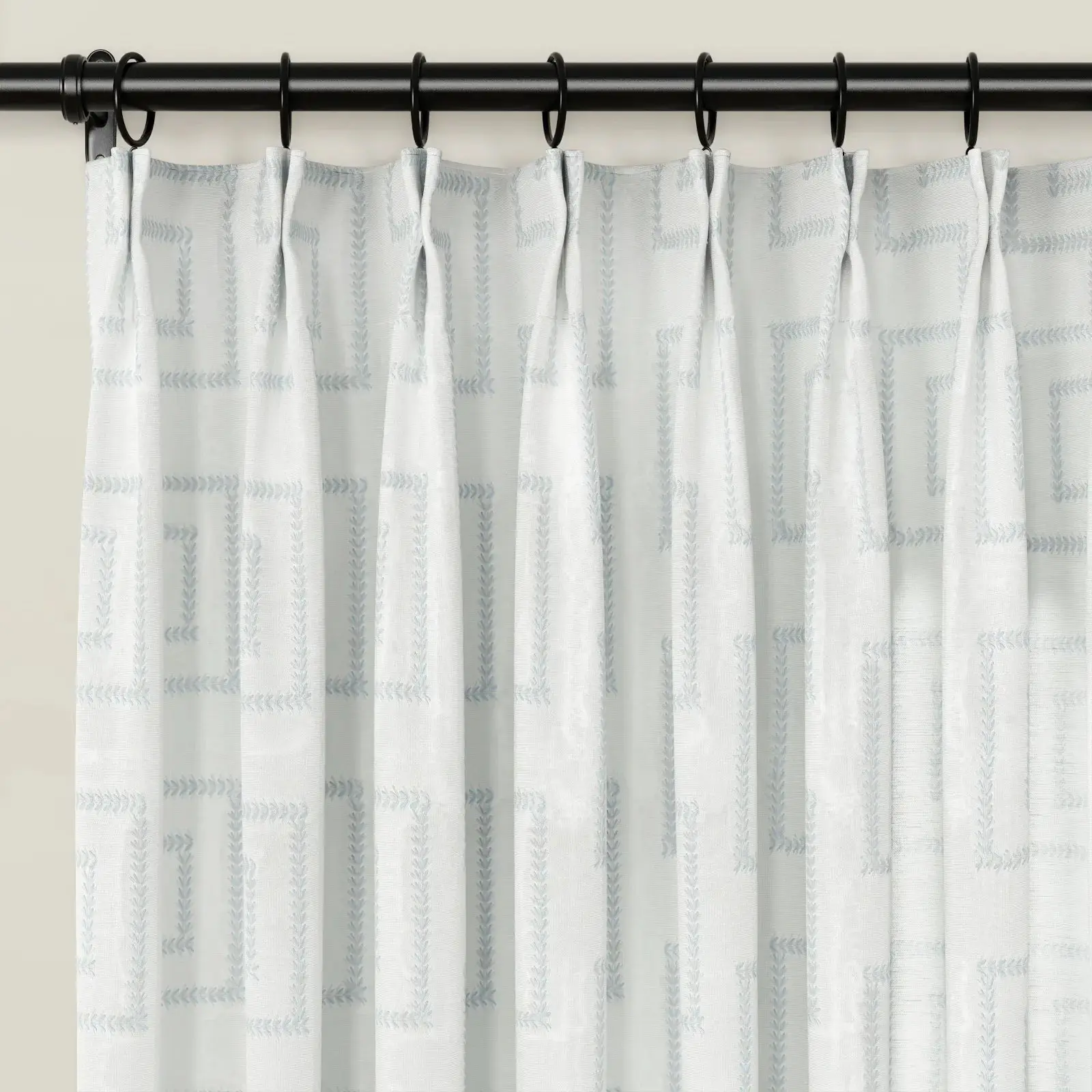 Linnea Linen Cotton Embroidered Curtain Pleated - Image 79