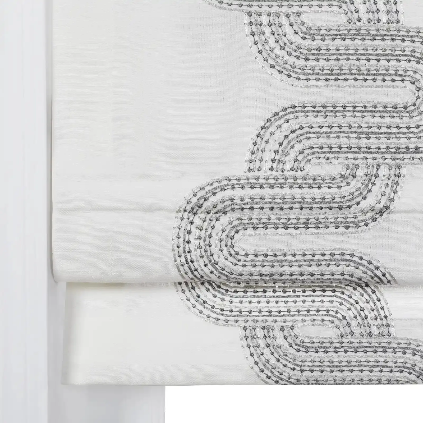 Linnea Linen Cotton Embroidered Roman Shade Cordless - Image 108