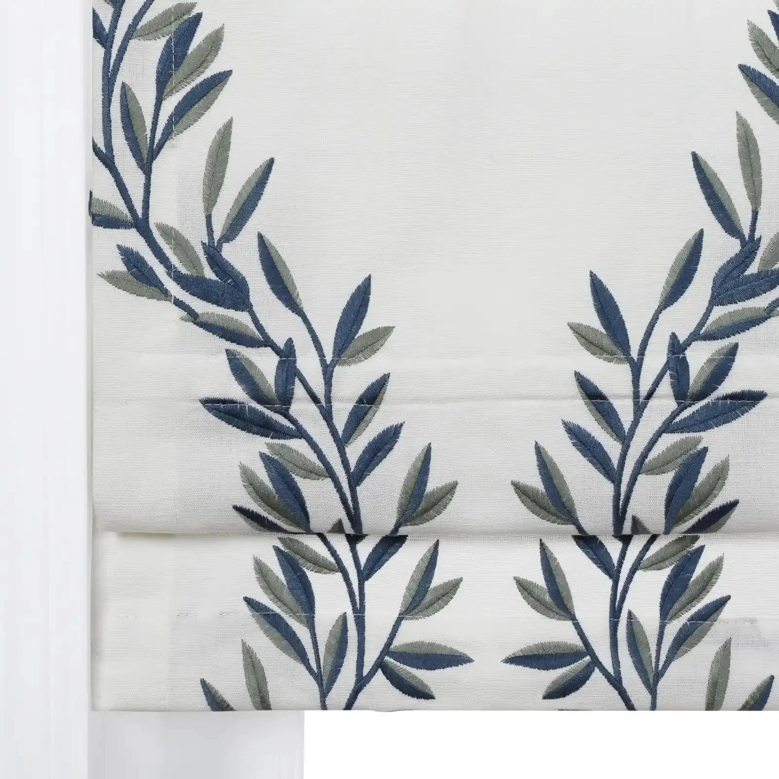 Linnea Linen Cotton Embroidered Roman Shade Cordless - Image 114