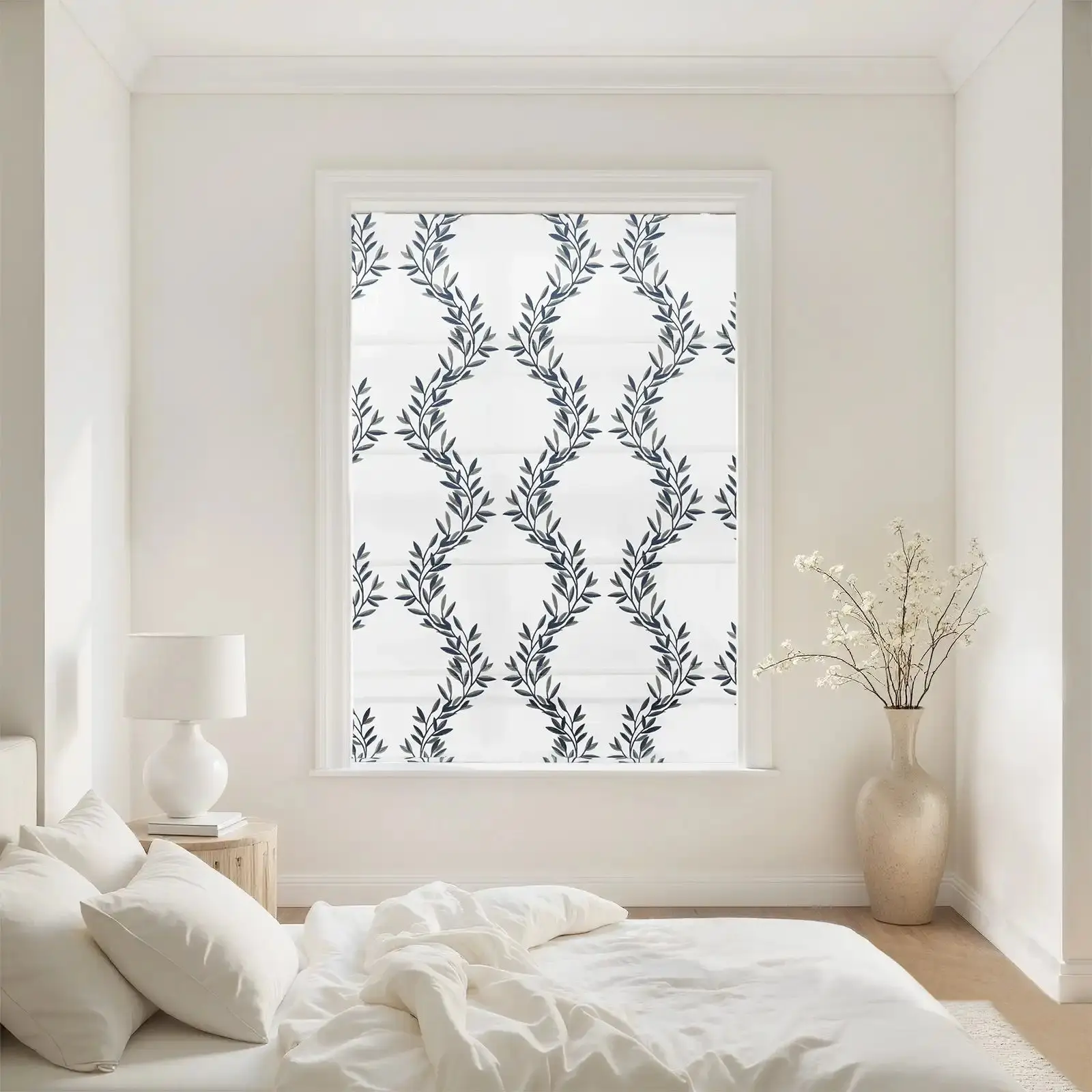 Linnea Linen Cotton Embroidered Roman Shade Cordless - Image 146