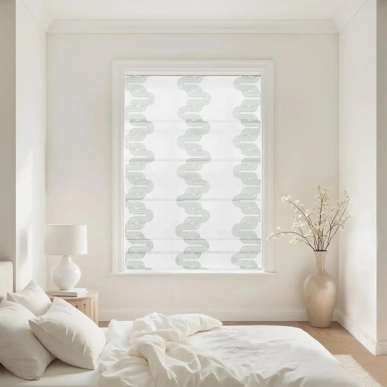 Linnea Linen Cotton Embroidered Roman Shade Cordless - Image 51