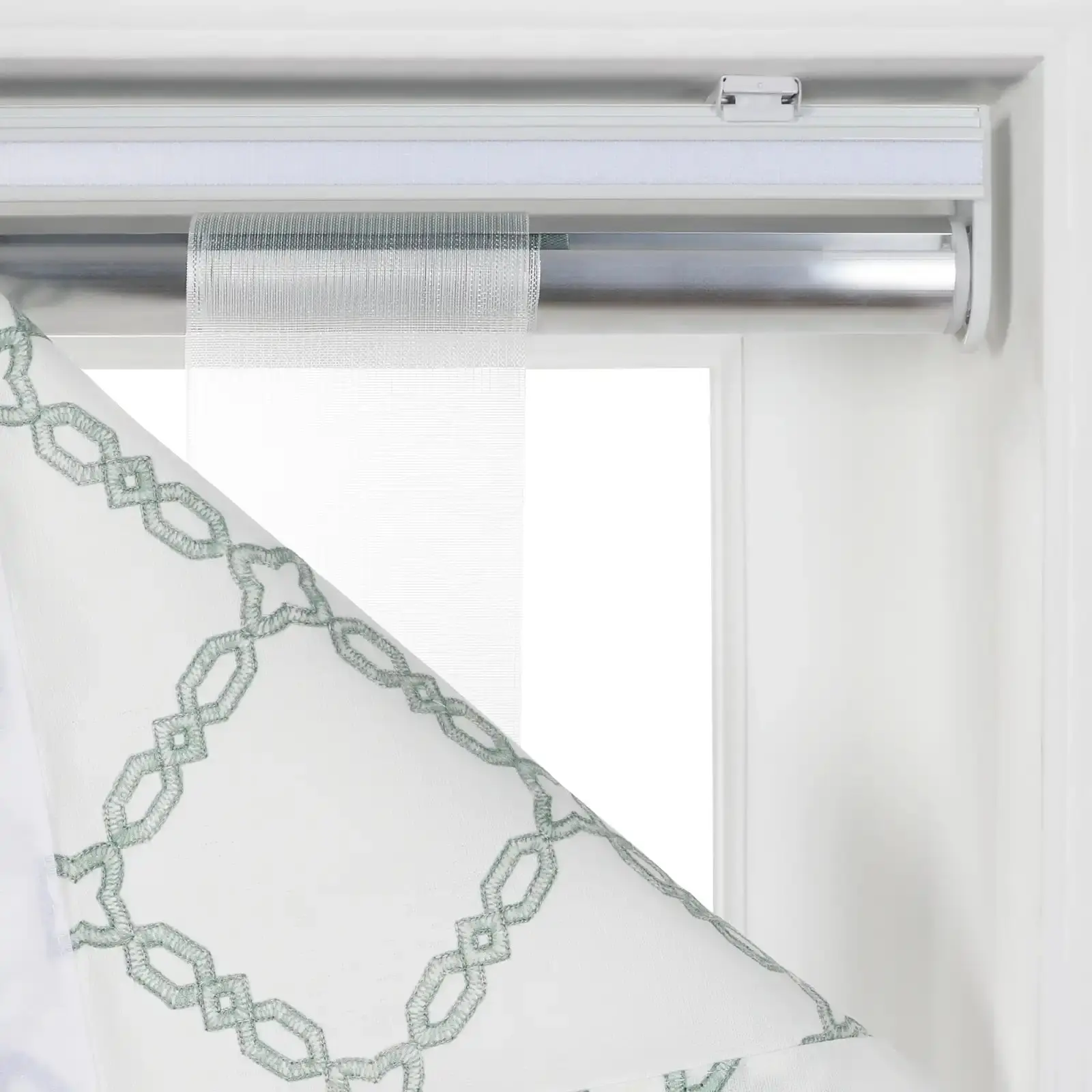 Linnea Linen Cotton Embroidered Roman Shade Cordless - Image 78