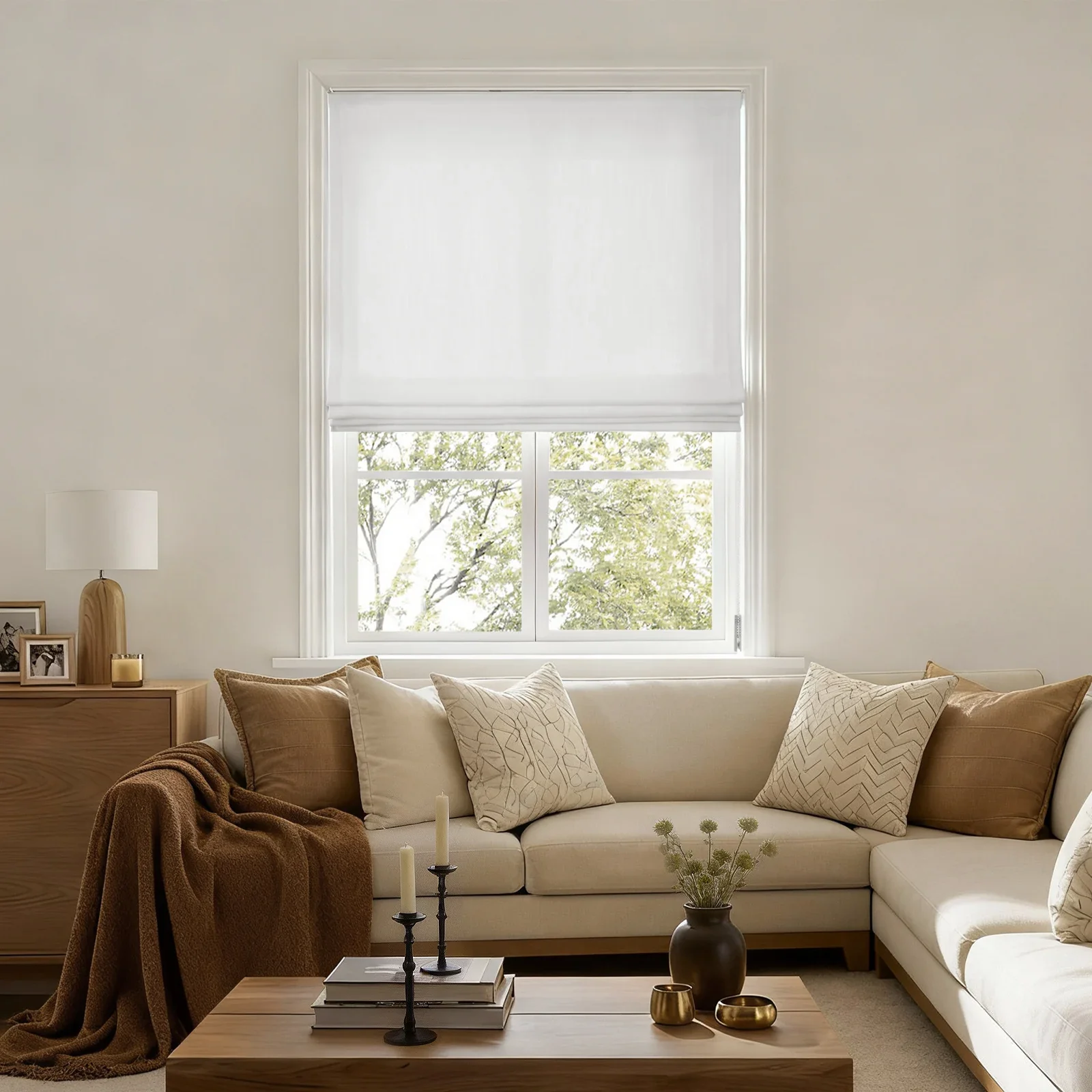 Liz Linen Flat Roman Shade Cord Lift