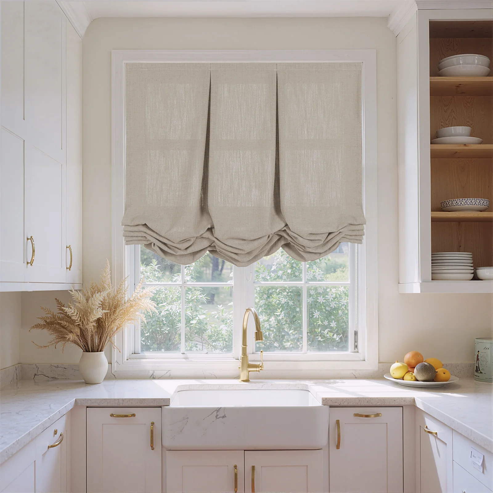 Liz Linen Pleated Balloon Shade Cord Lift - Image 36