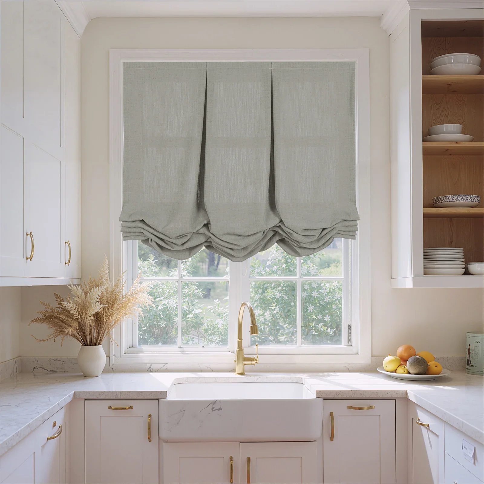 Liz Linen Pleated Balloon Shade Cord Lift - Image 60