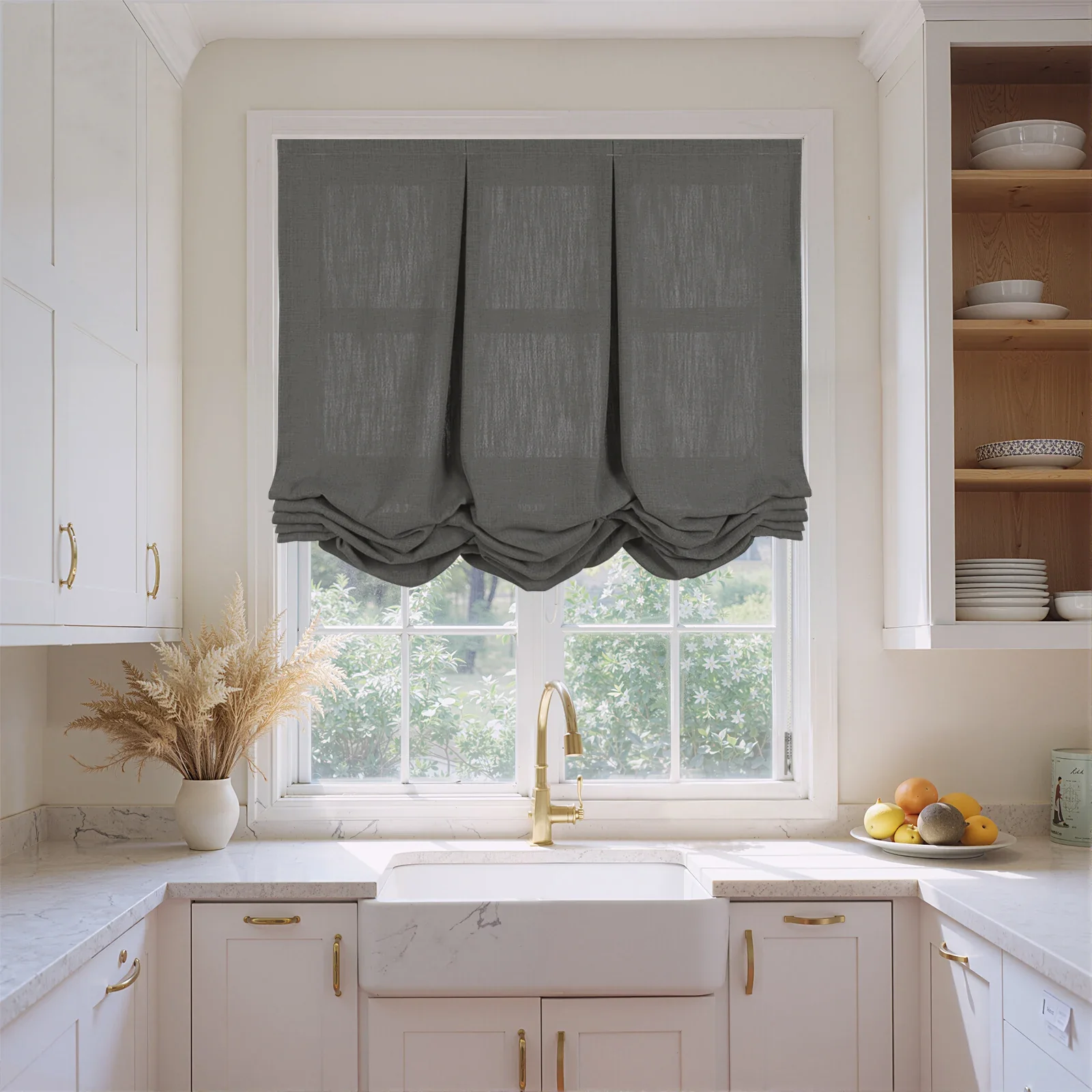Liz Linen Pleated Balloon Shade Cord Lift - Image 90