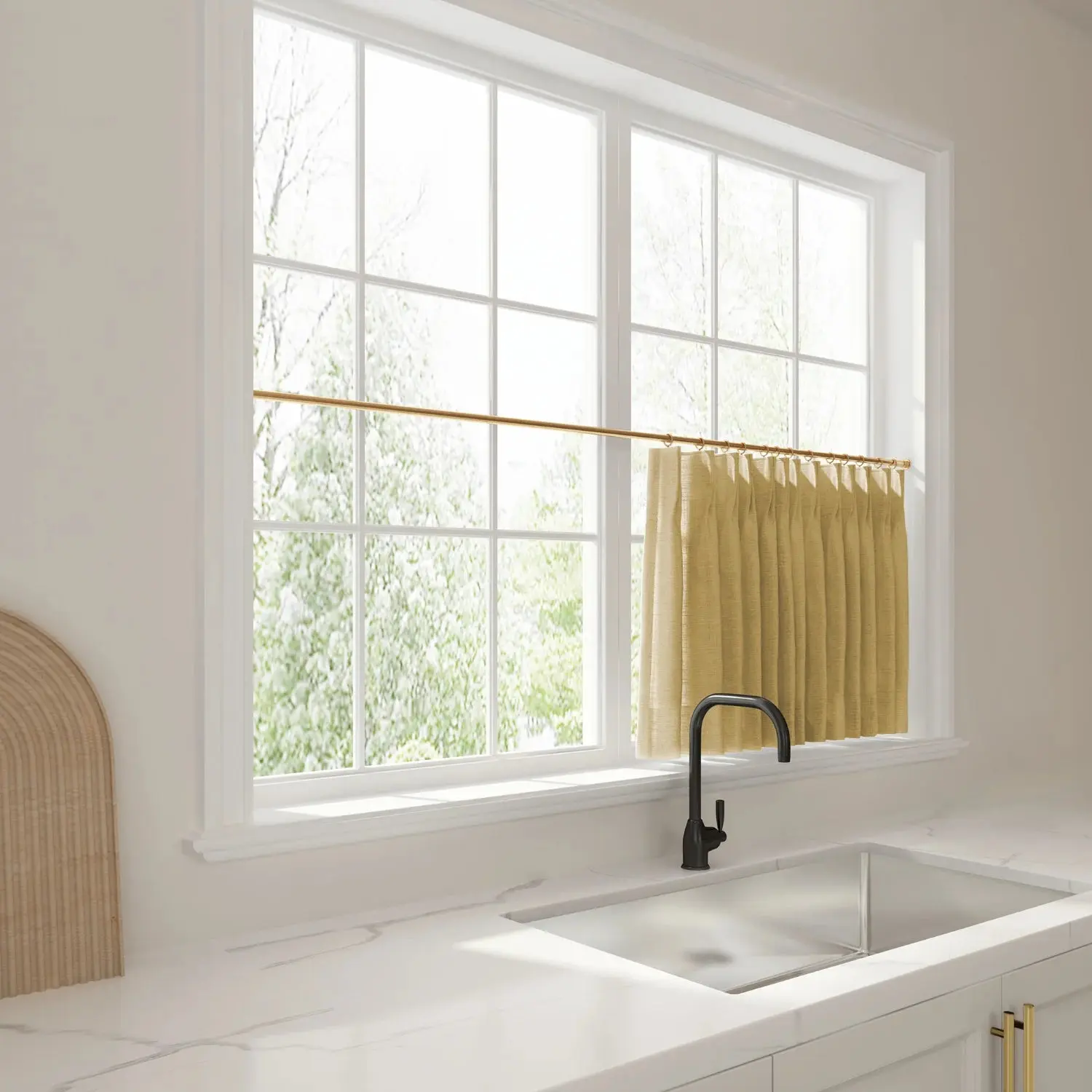 Liz Linen Pleated Cafe Curtains - Image 100
