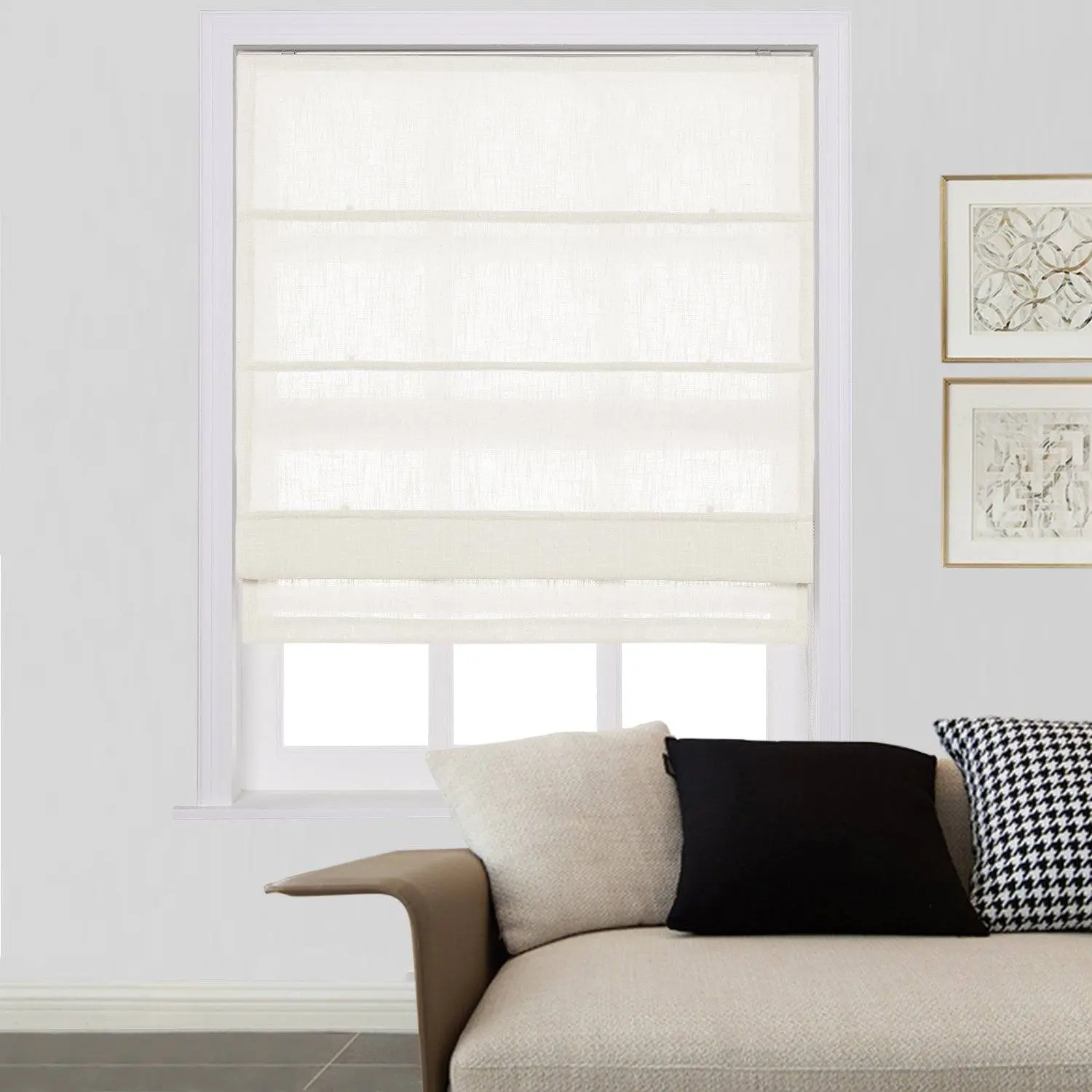 Liz Linen Window Roman Shades Loop Cord Lift - Image 22