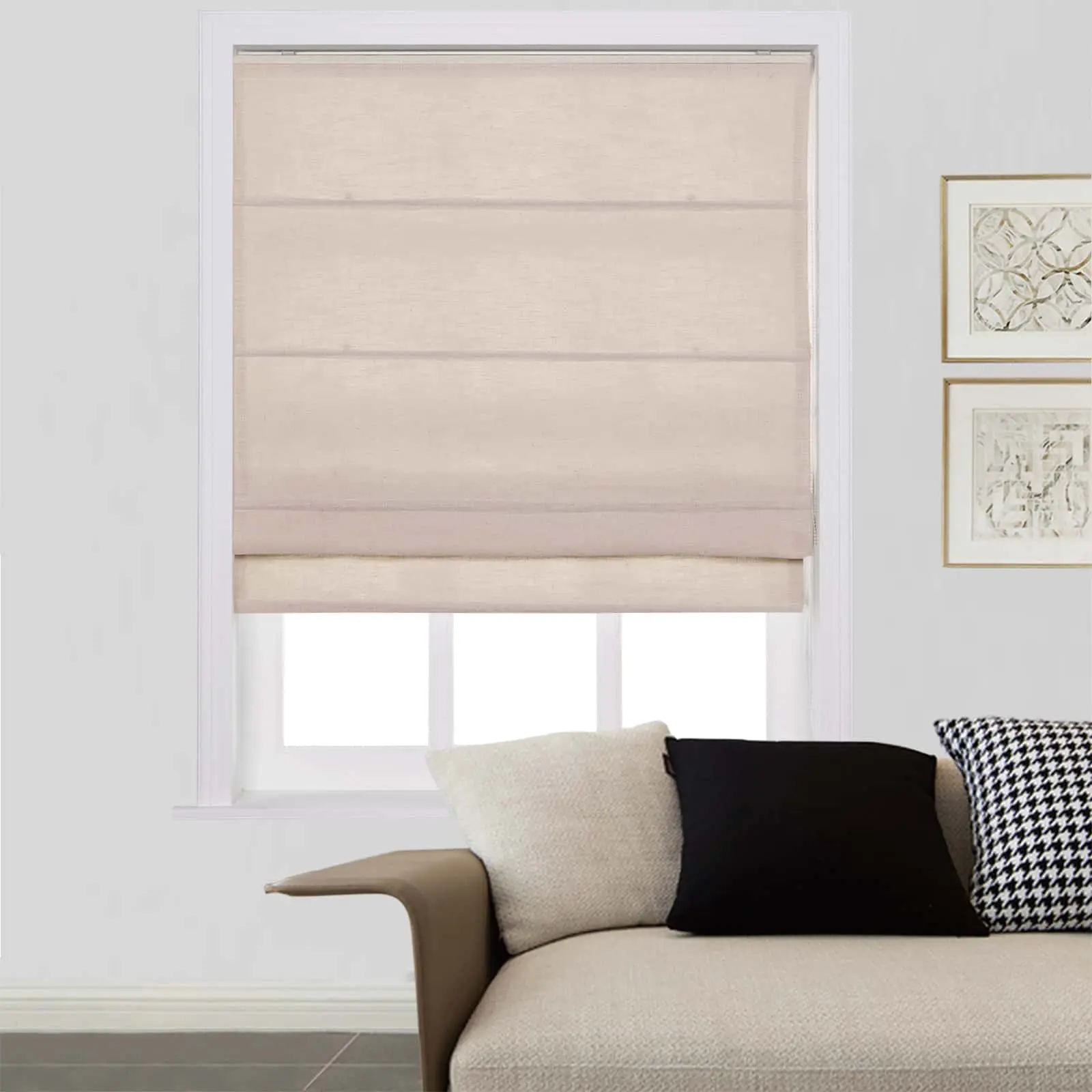Liz Linen Window Roman Shades Loop Cord Lift - Image 47