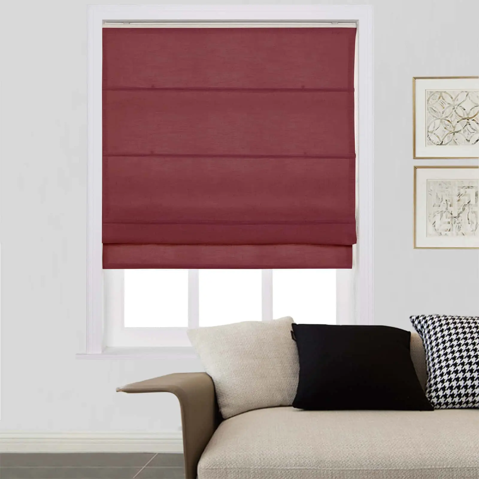 Liz Linen Window Roman Shades Loop Cord Lift - Image 56