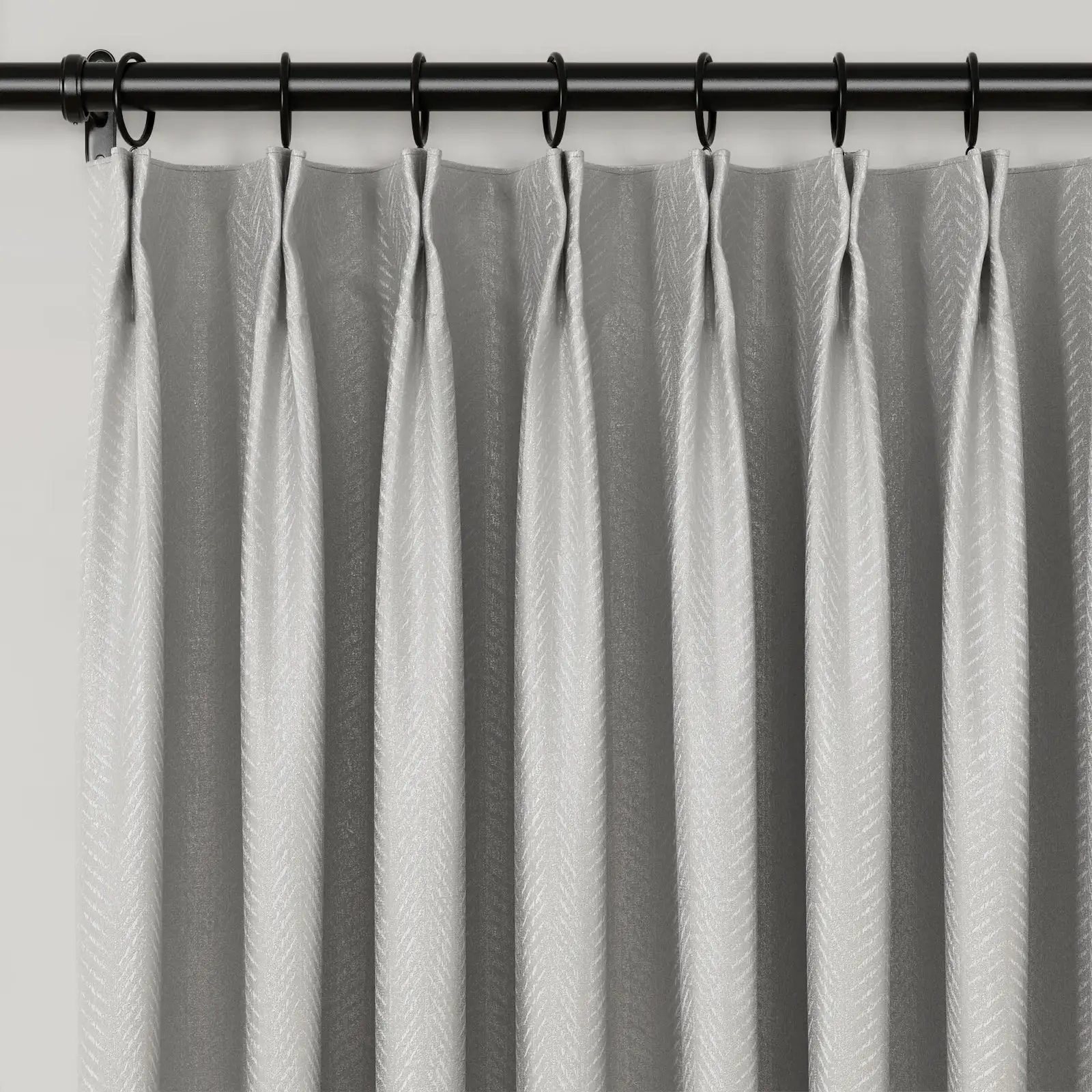 Lydia Herringbone Jacquard Curtain Pleated - Serie A