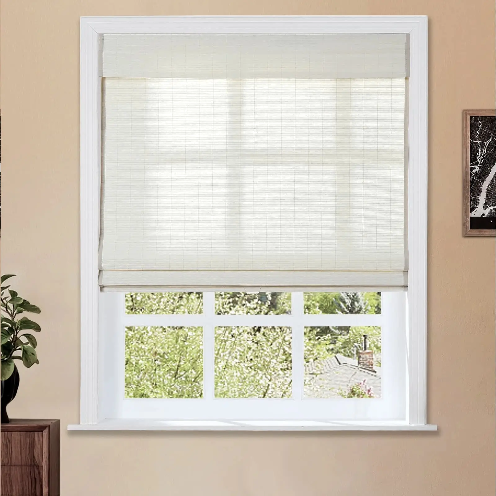 Lay Natural Flax Bamboo Woven Shade - Eggshell - Image 10