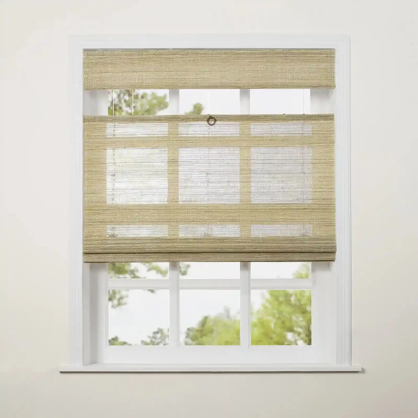 Lay Natural Ramie Top Down Bottom Up Woven Wood Shade Cordless - Coconut - Image 4
