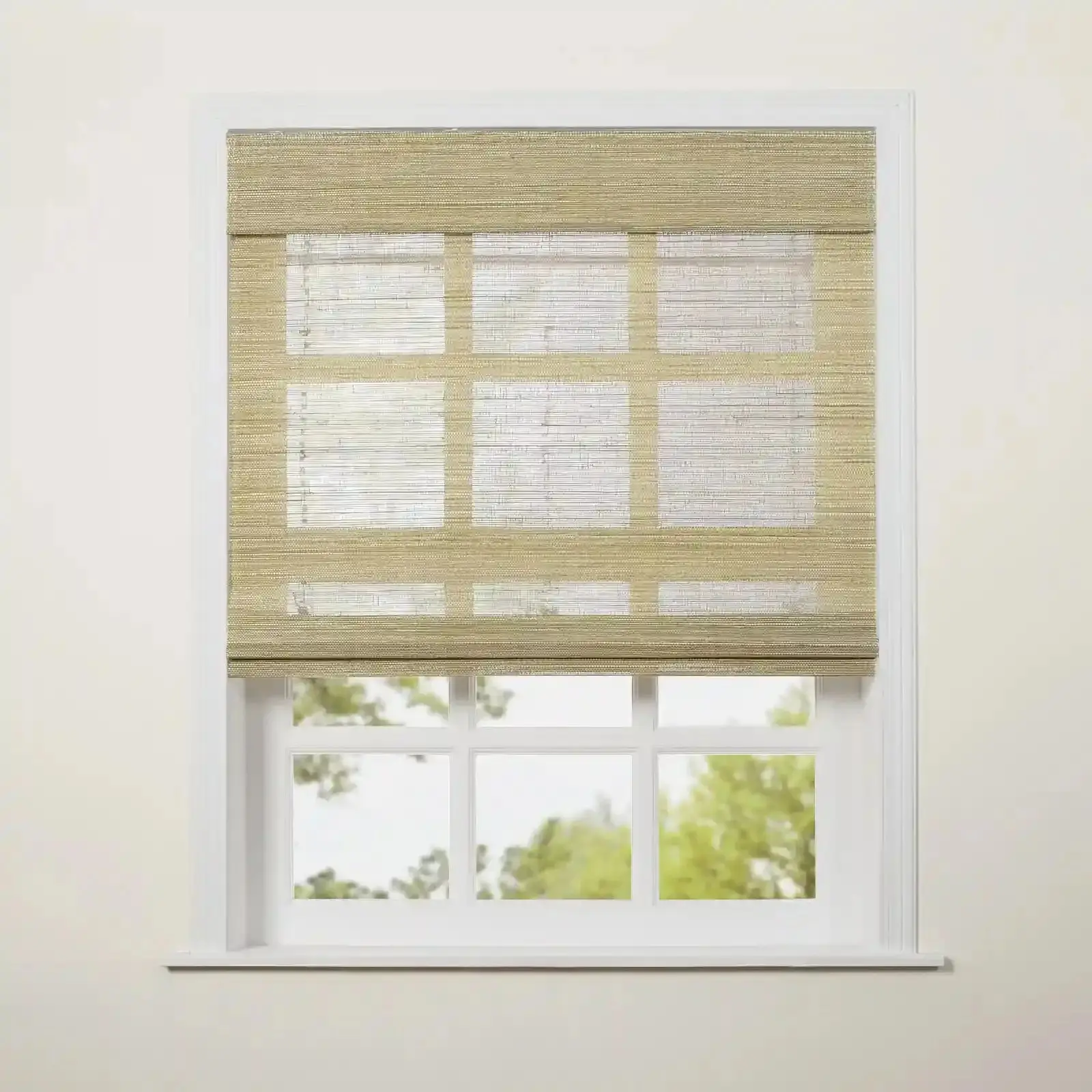 Lay Natural Ramie Top Down Bottom Up Woven Wood Shade Cordless - Coconut - Image 5