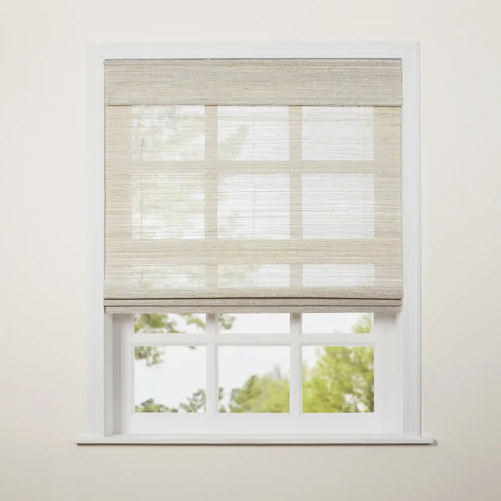 Lay Natural Ramie Top Down Bottom Up Woven Wood Shade Cordless - Wall White - Image 10