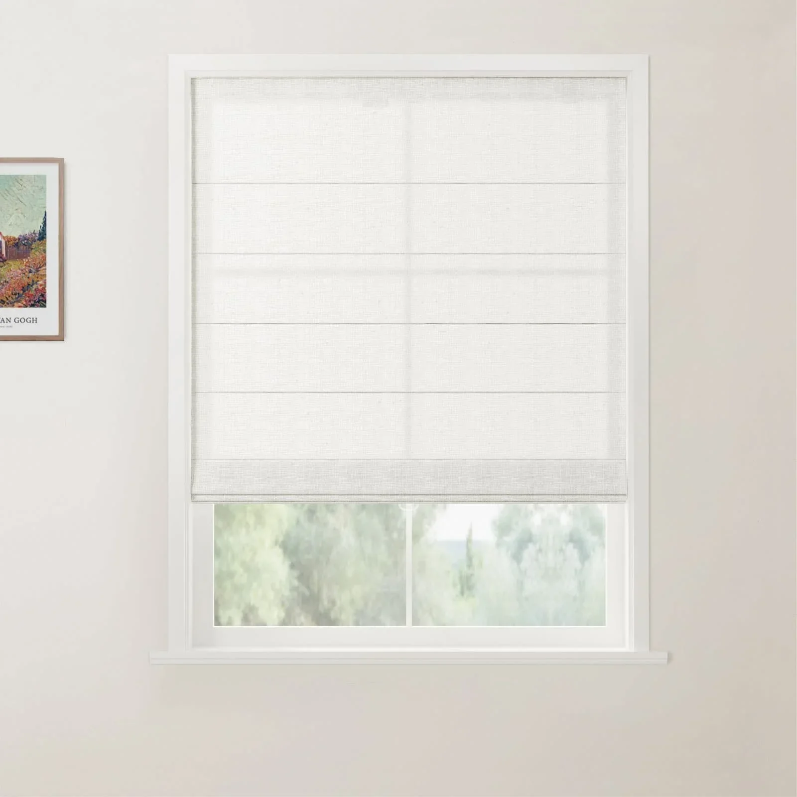 TWOPAGES Patti Linen Flat Fold Roman Shade Cordless - Image 11
