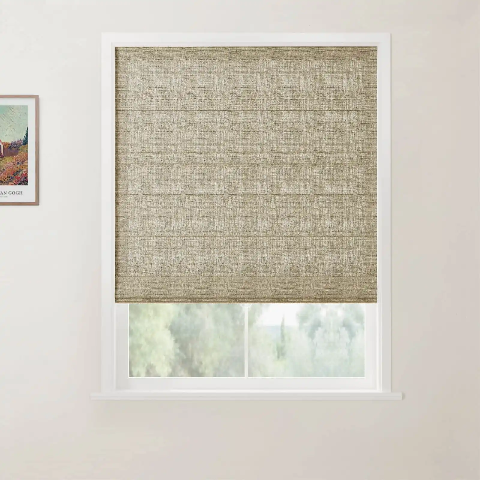 TWOPAGES Patti Linen Flat Fold Roman Shade Cordless - Image 16