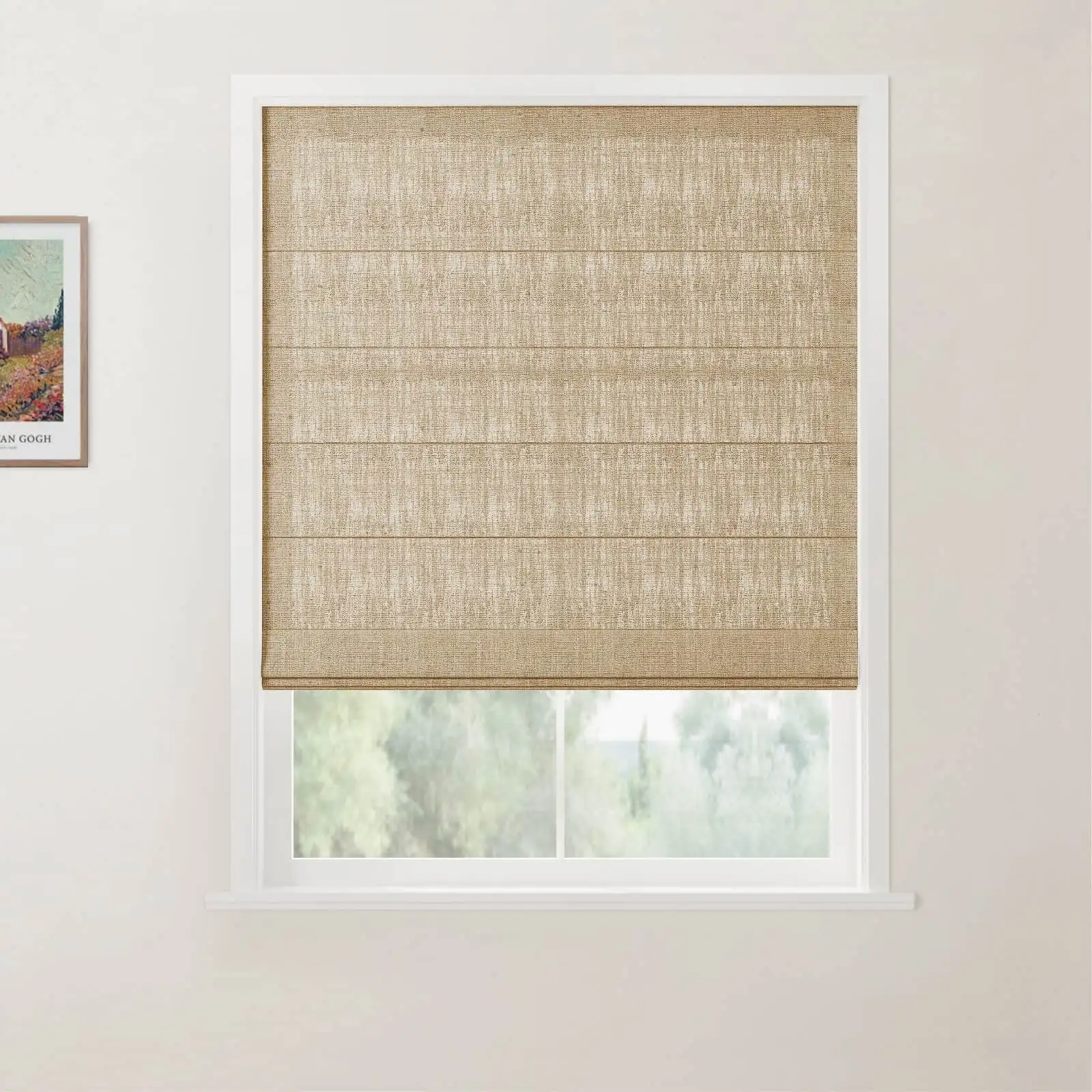 TWOPAGES Patti Linen Flat Fold Roman Shade Cordless - Image 17