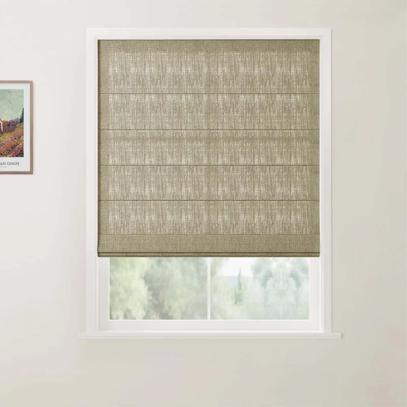 TWOPAGES Patti Linen Flat Fold Roman Shade Cordless - Image 18