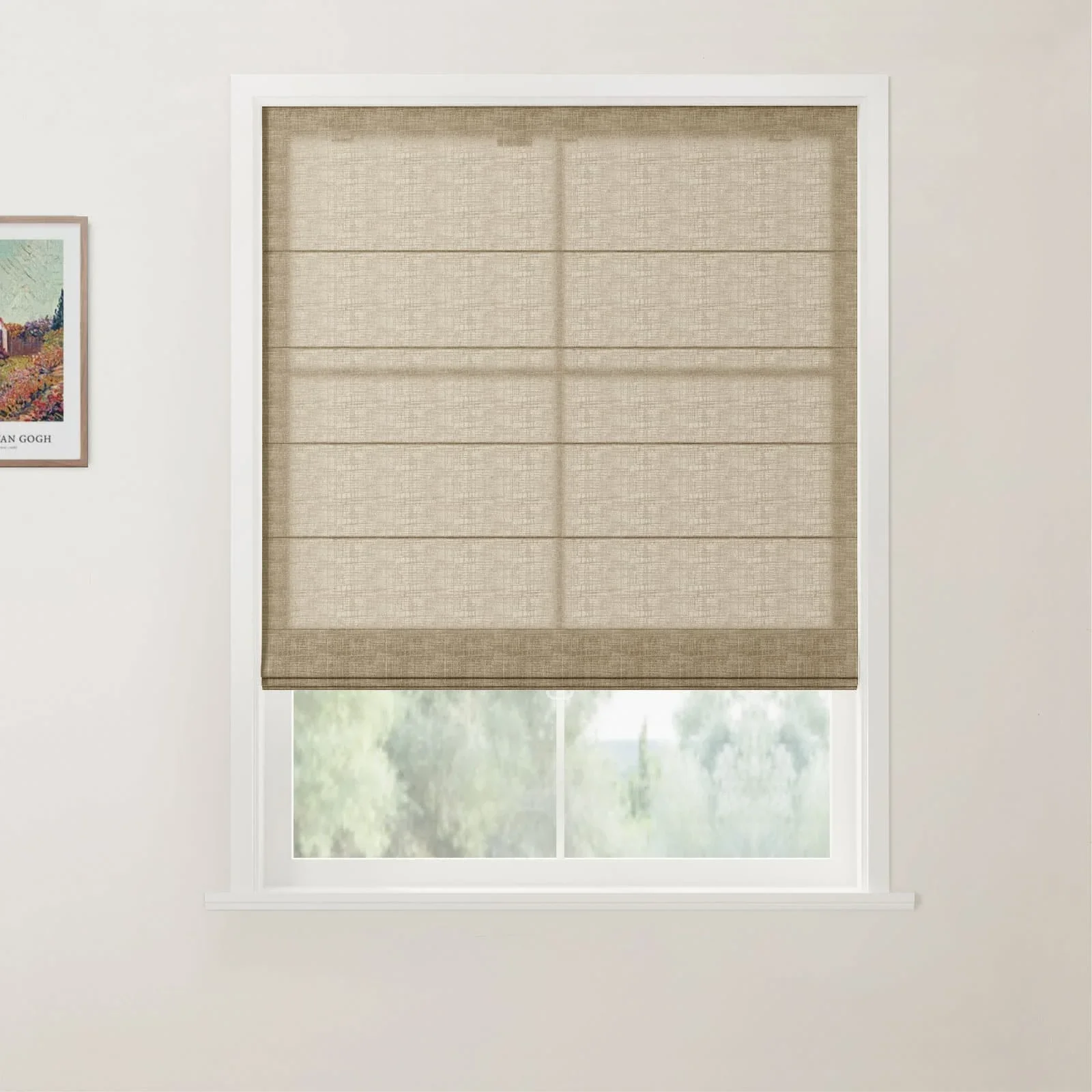TWOPAGES Patti Linen Flat Fold Roman Shade Cordless - Image 19
