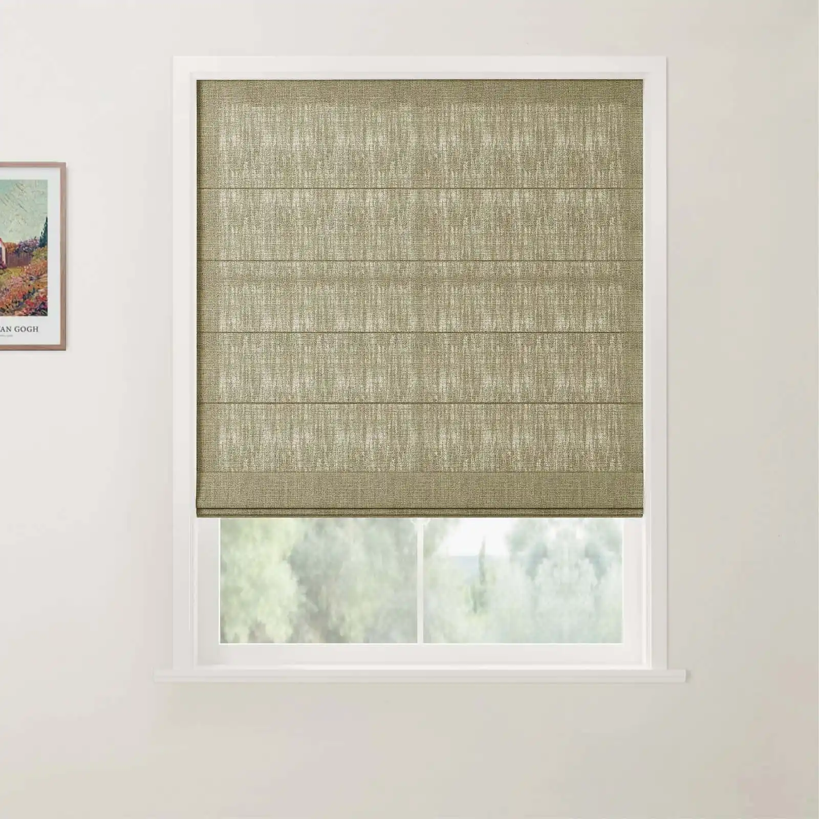 TWOPAGES Patti Linen Flat Fold Roman Shade Cordless - Image 20
