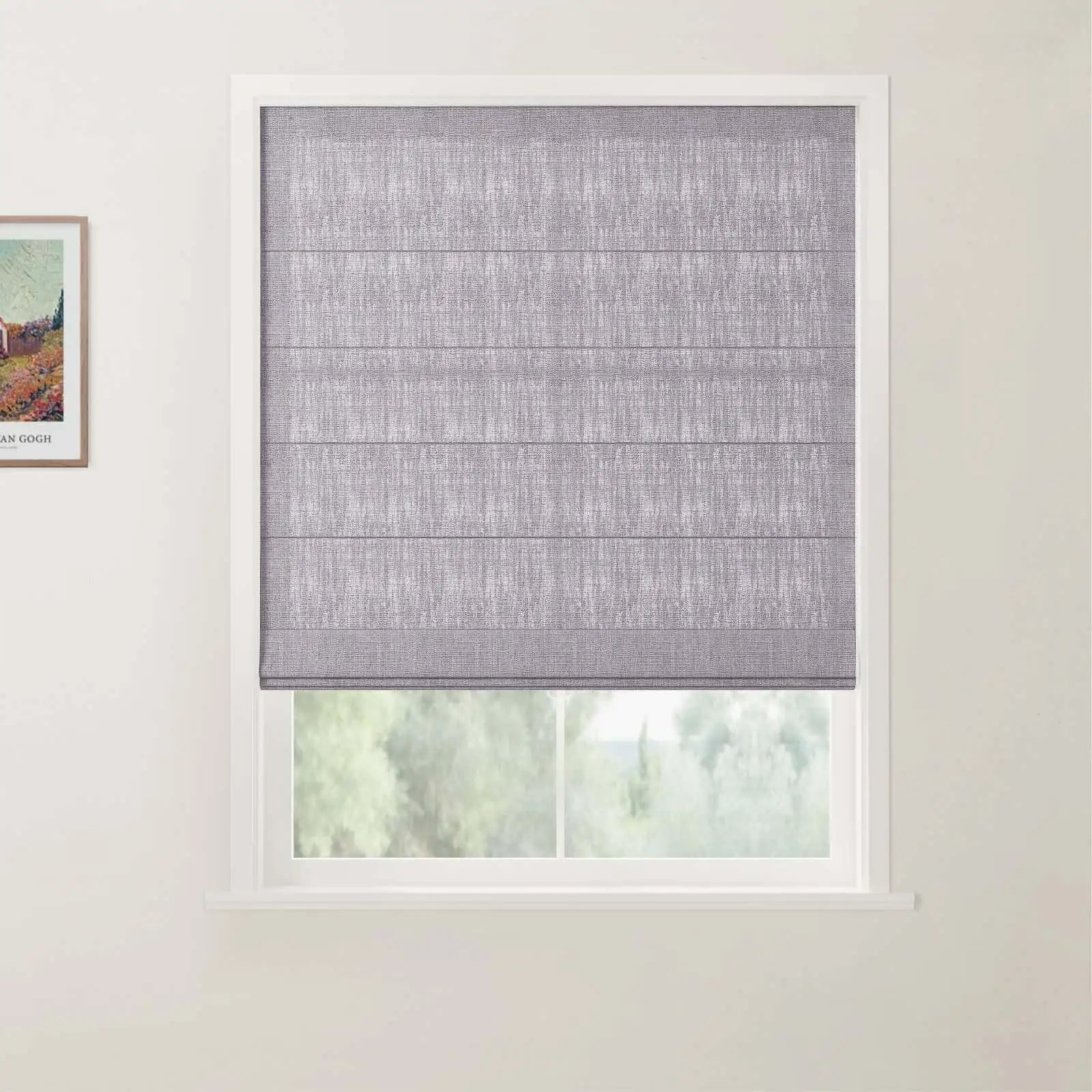 TWOPAGES Patti Linen Flat Fold Roman Shade Cordless - Image 22