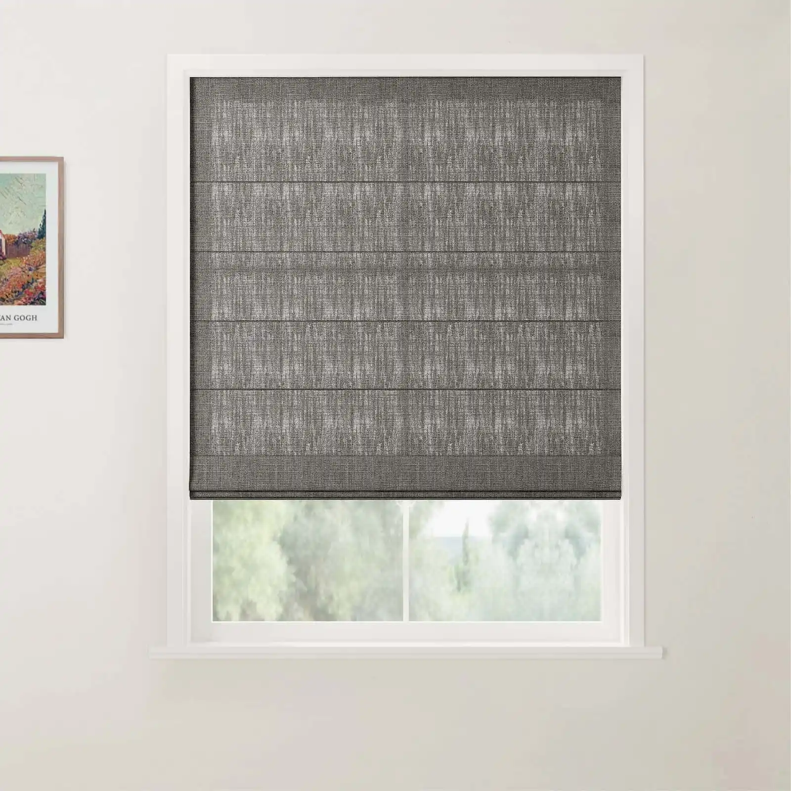 TWOPAGES Patti Linen Flat Fold Roman Shade Cordless - Image 26