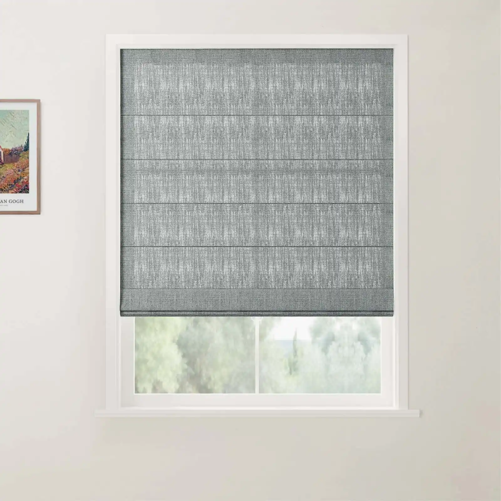 TWOPAGES Patti Linen Flat Fold Roman Shade Cordless - Image 27