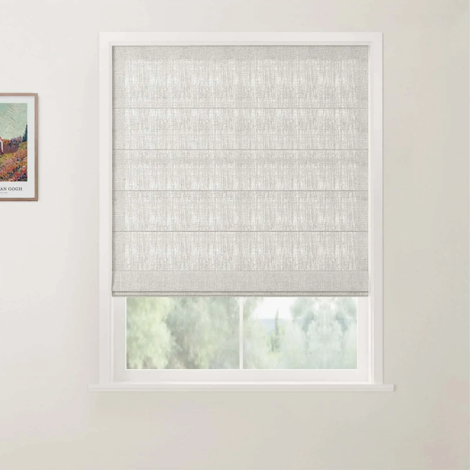 TWOPAGES Patti Linen Flat Fold Roman Shade Cordless - Image 28