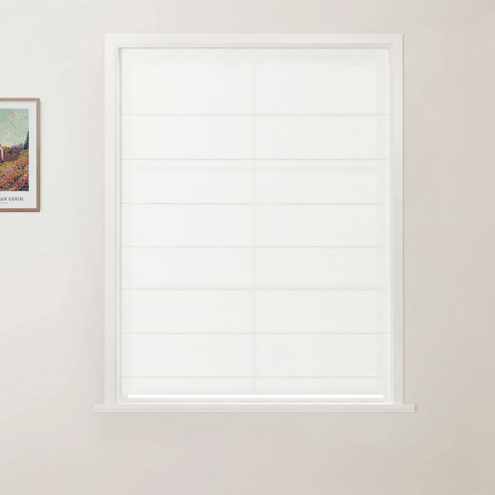 TWOPAGES Patti Linen Flat Fold Roman Shade Cordless - Image 3