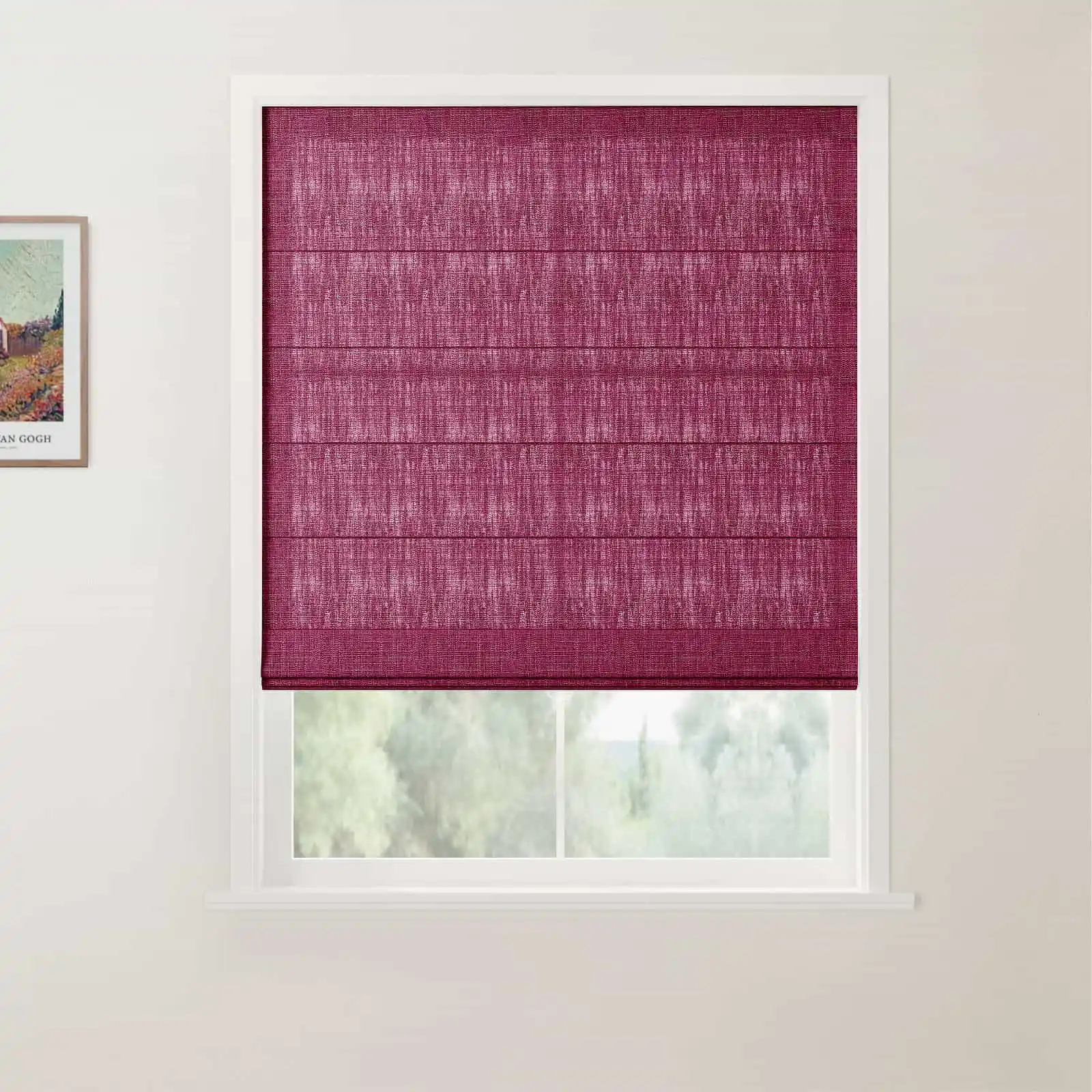 TWOPAGES Patti Linen Flat Fold Roman Shade Cordless - Image 33