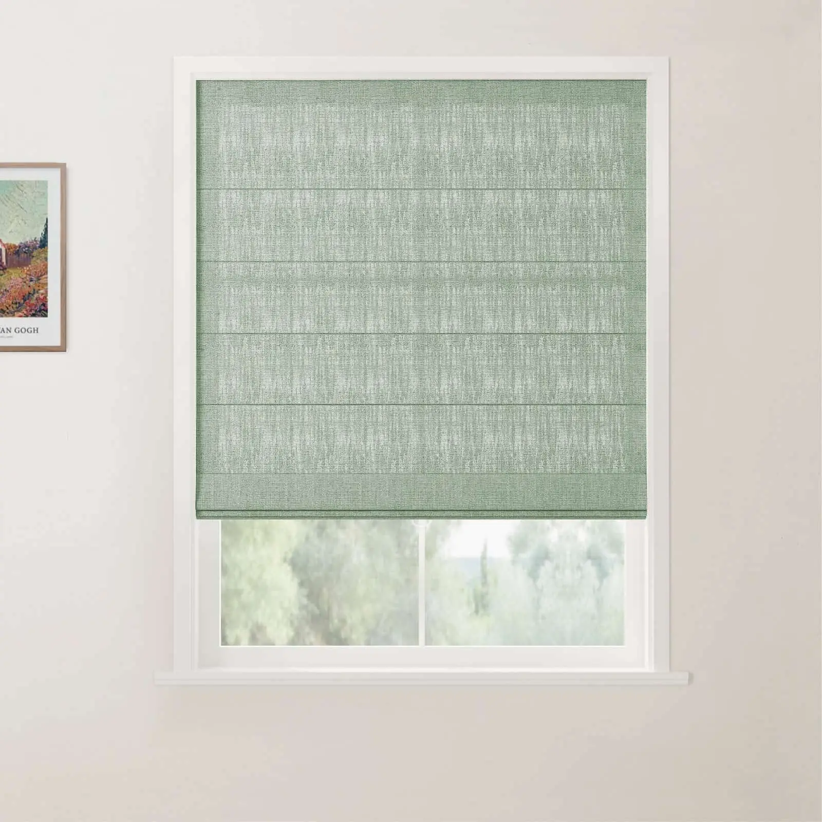 TWOPAGES Patti Linen Flat Fold Roman Shade Cordless - Image 43
