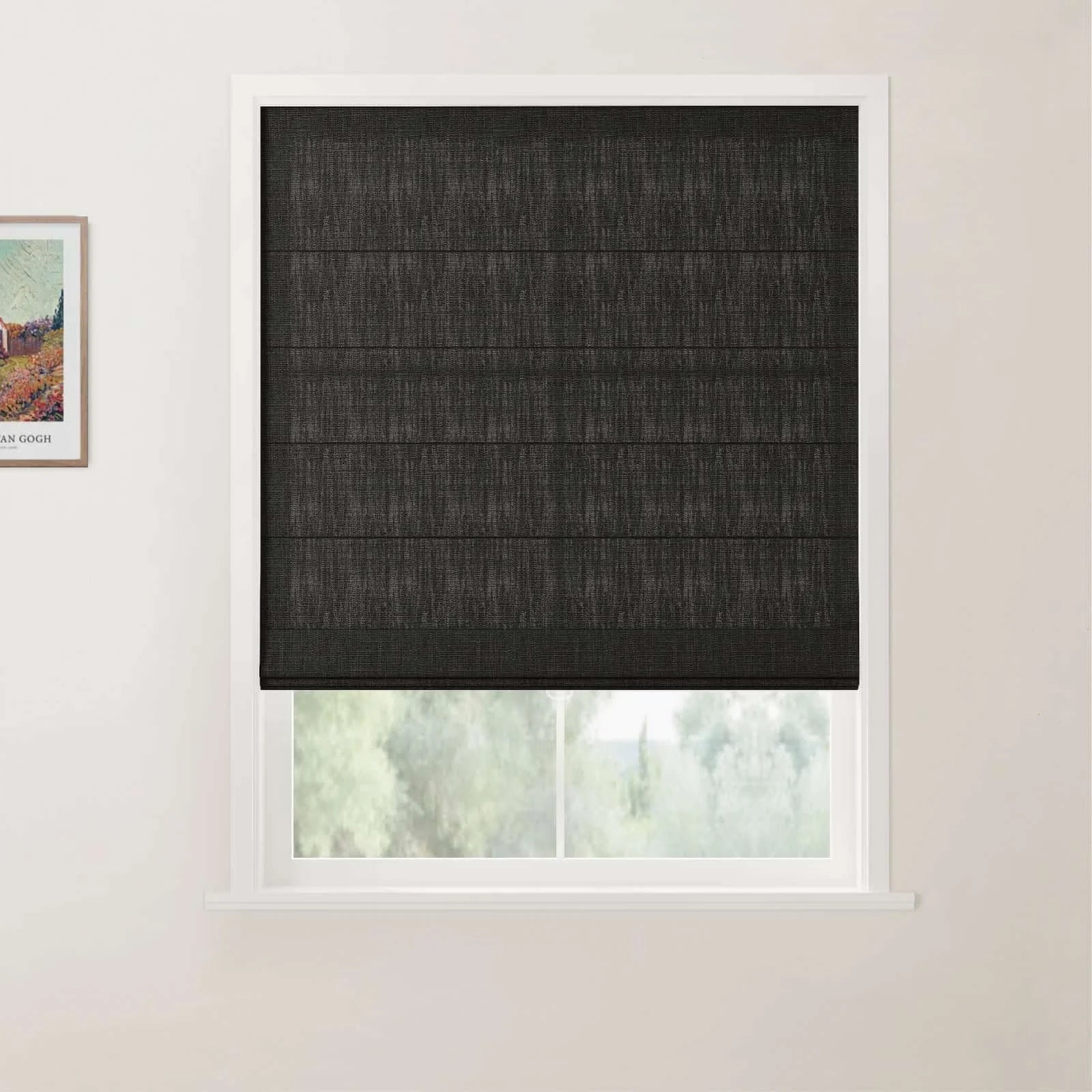 TWOPAGES Patti Linen Flat Fold Roman Shade Cordless - Image 47