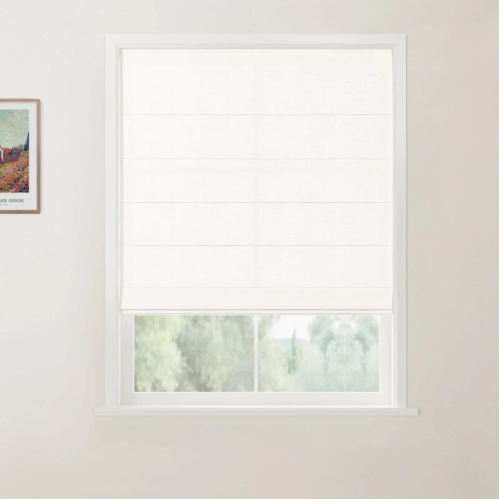 TWOPAGES Patti Linen Flat Fold Roman Shade Cordless - Image 48