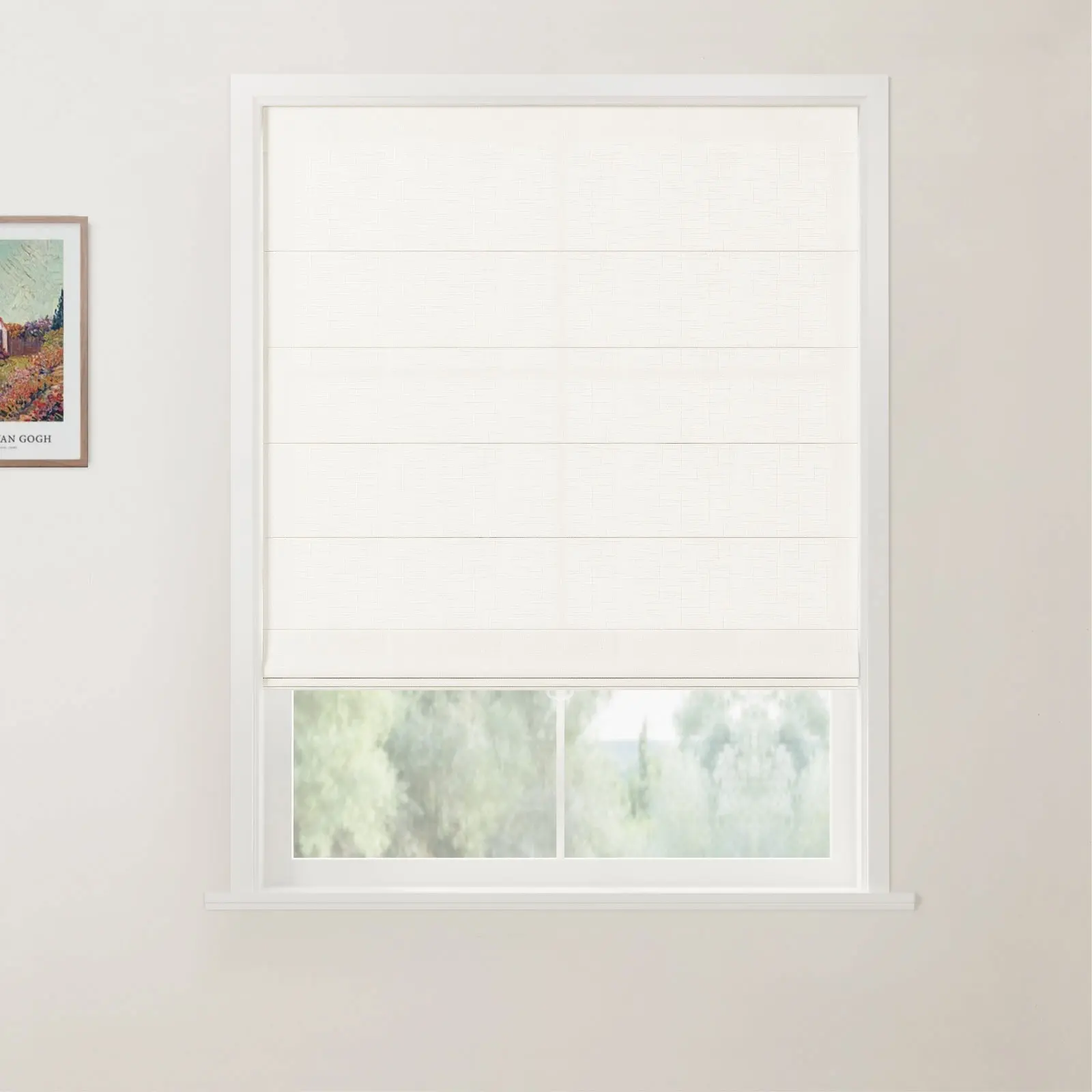 TWOPAGES Patti Linen Flat Fold Roman Shade Cordless - Image 49