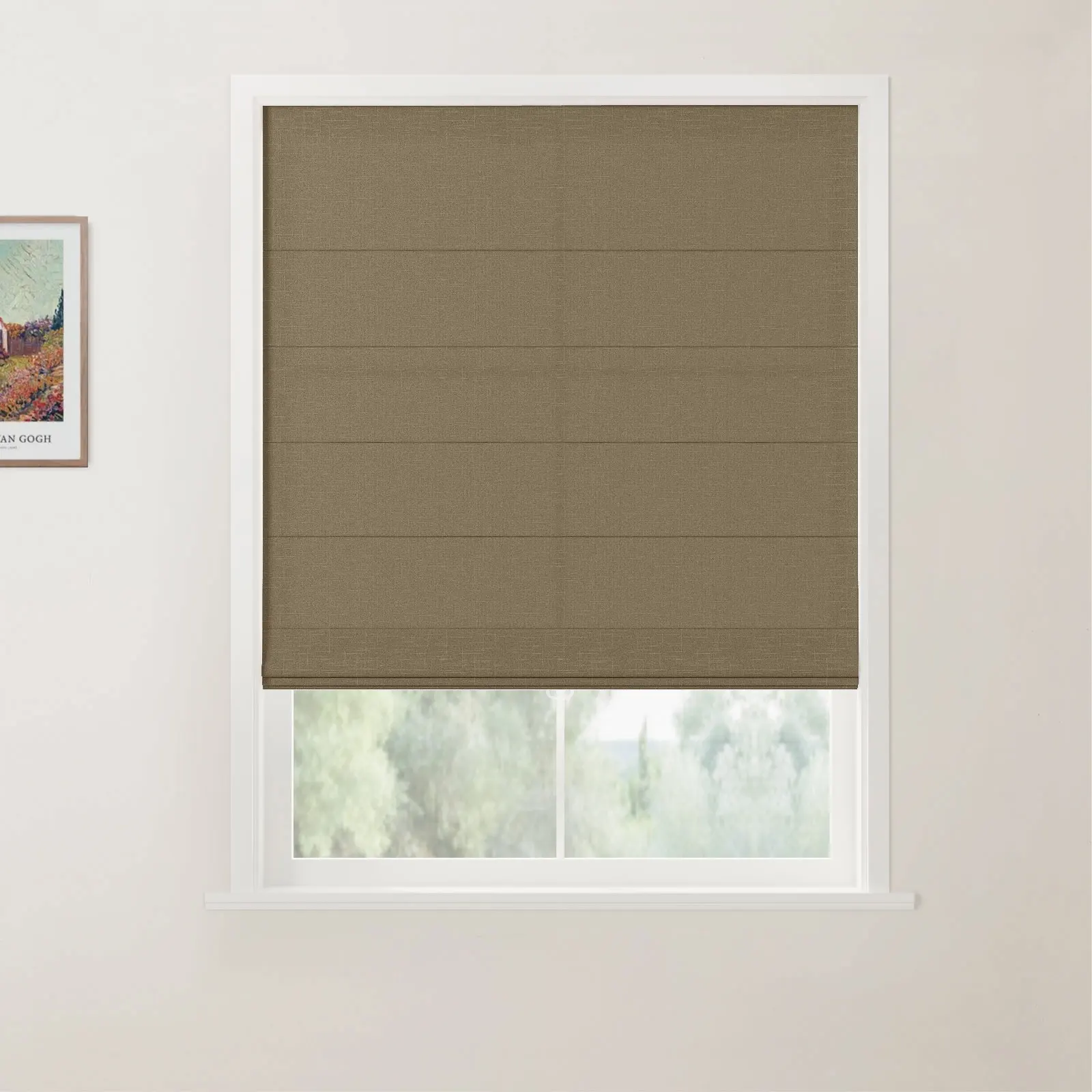 TWOPAGES Patti Linen Flat Fold Roman Shade Cordless - Image 52