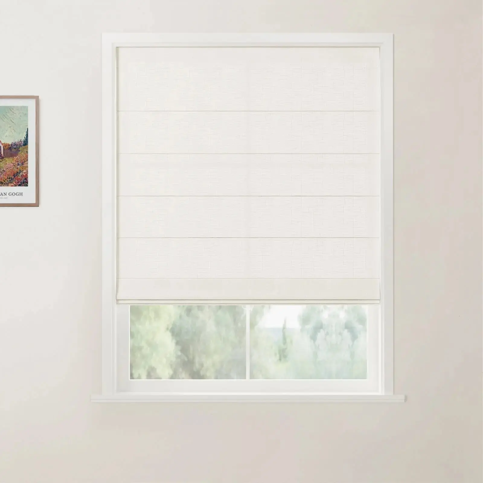 TWOPAGES Patti Linen Flat Fold Roman Shade Cordless - Image 53