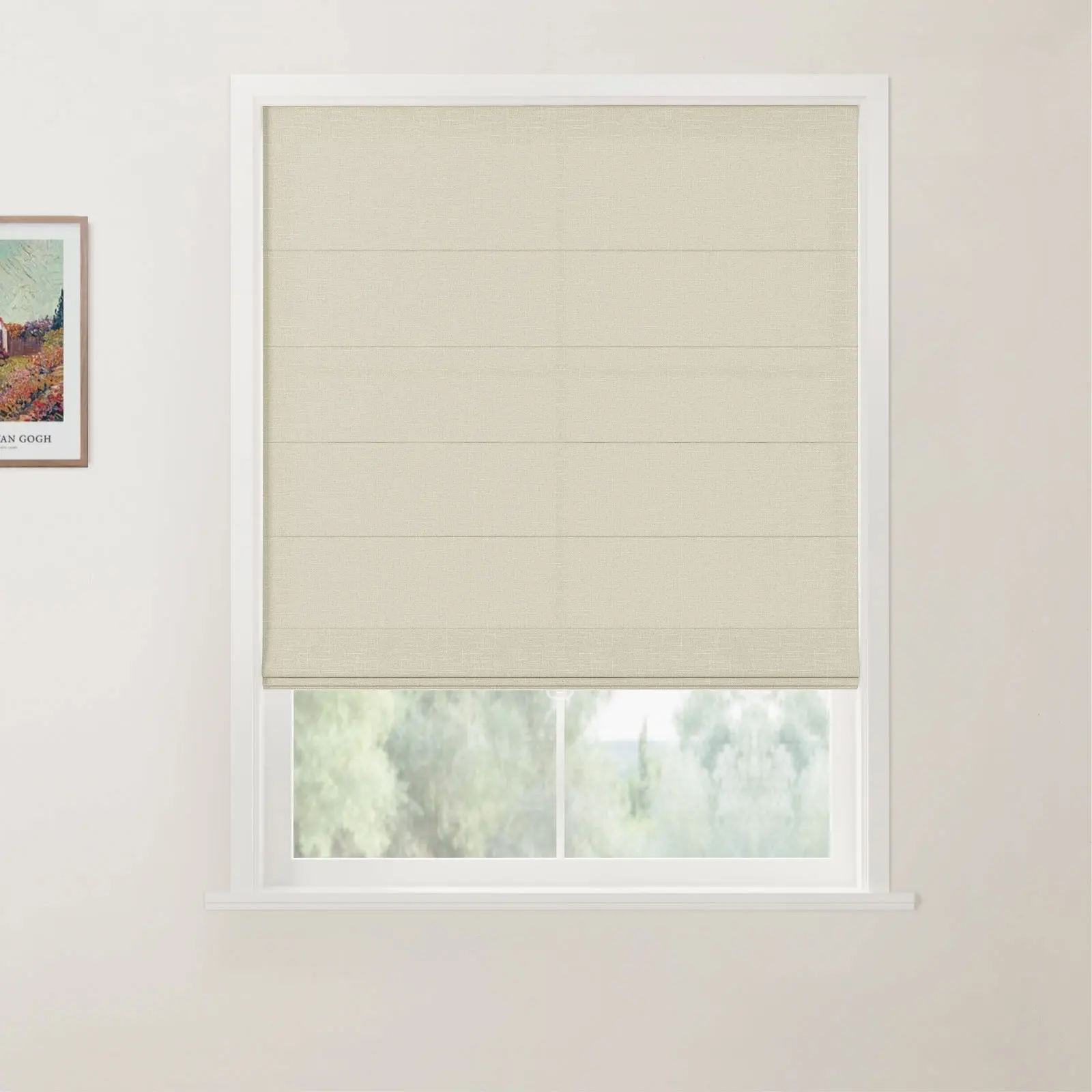 TWOPAGES Patti Linen Flat Fold Roman Shade Cordless - Image 54