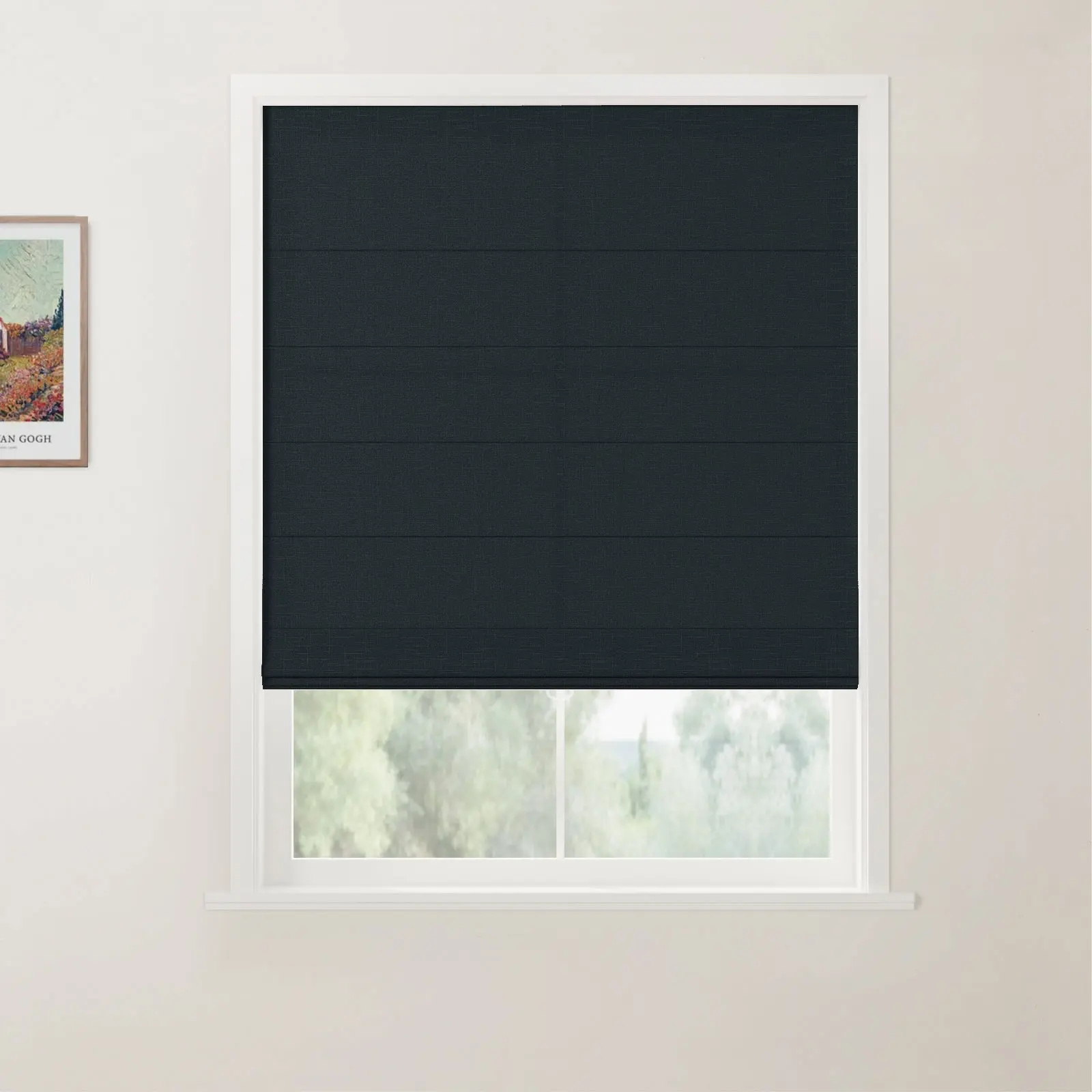 TWOPAGES Patti Linen Flat Fold Roman Shade Cordless - Image 55