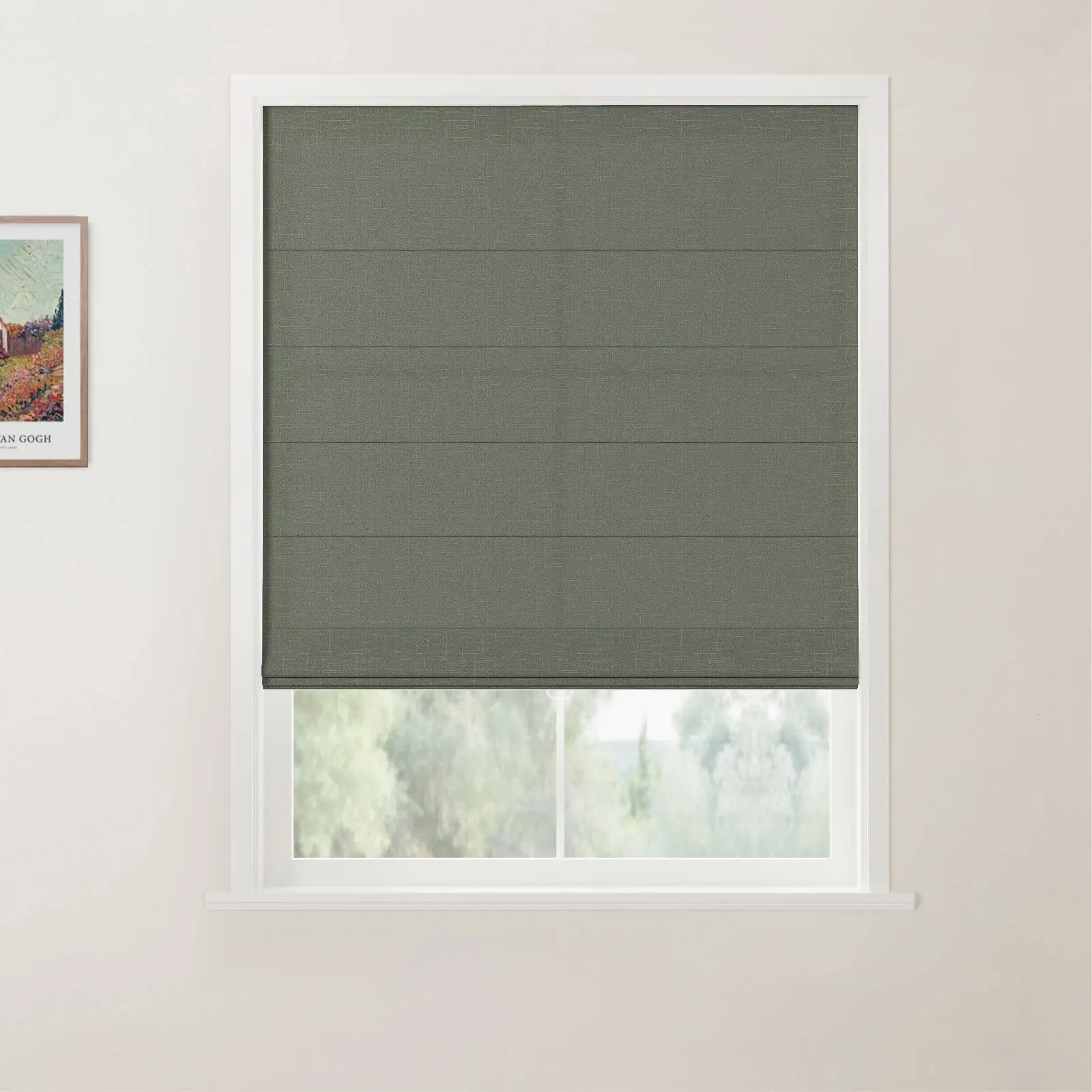 TWOPAGES Patti Linen Flat Fold Roman Shade Cordless - Image 56