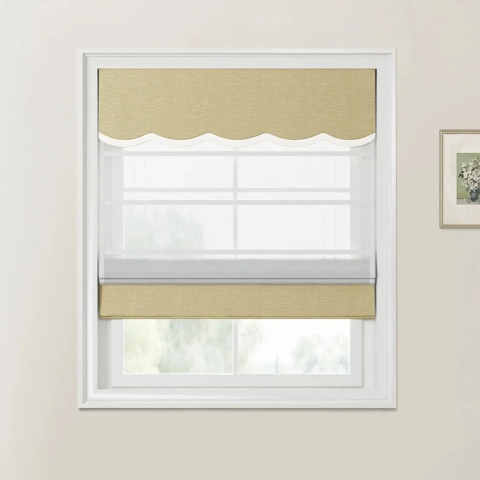 Patti Linen Valanced Day Night Roman Shade Cord Lift - Image 14