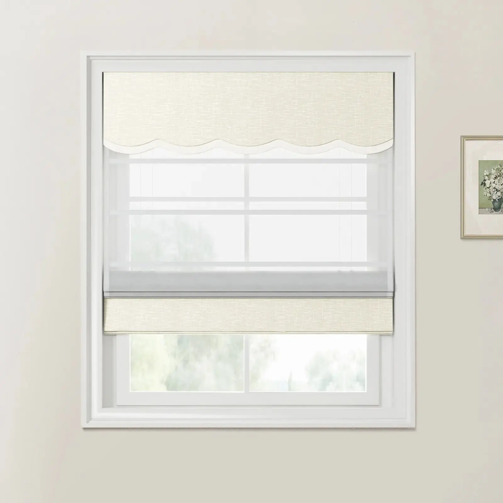 Patti Linen Valanced Day Night Roman Shade Cord Lift - Image 17