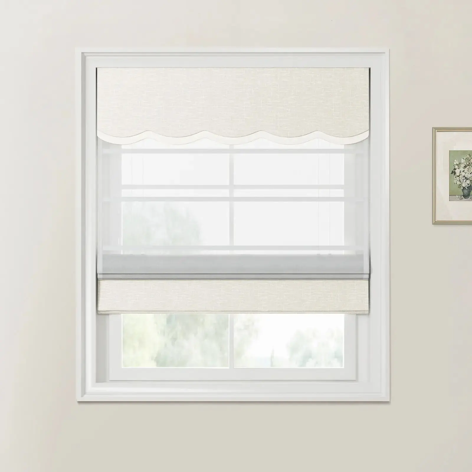 Patti Linen Valanced Day Night Roman Shade Cord Lift - Image 23