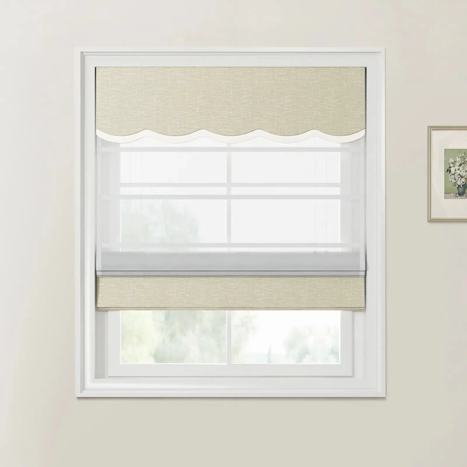 Patti Linen Valanced Day Night Roman Shade Cord Lift - Image 26