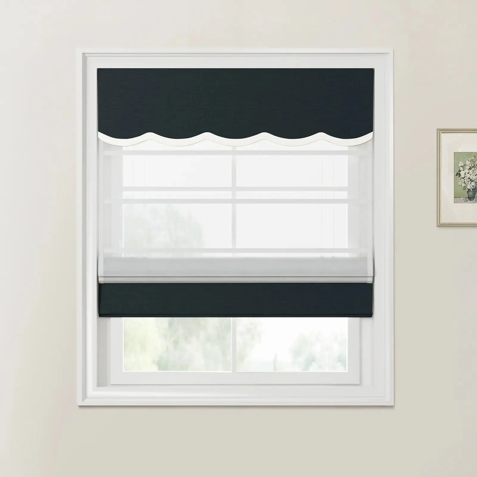 Patti Linen Valanced Day Night Roman Shade Cord Lift - Image 29