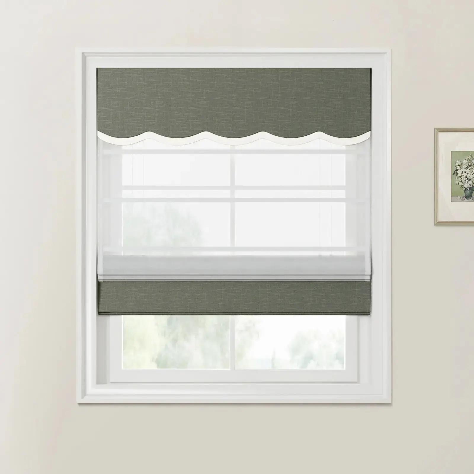 Patti Linen Valanced Day Night Roman Shade Cord Lift - Image 32